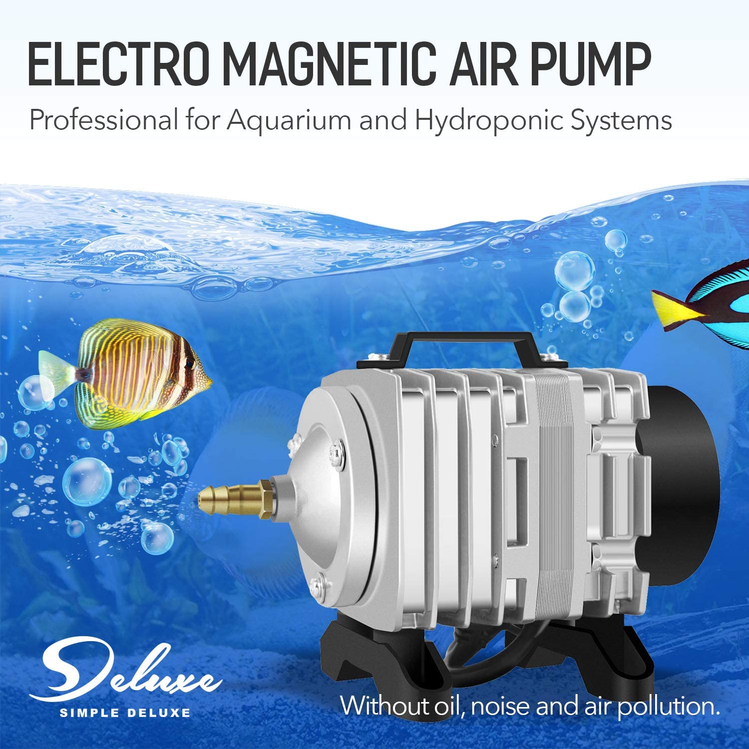 Simple Deluxe 602GPH air pump in aquarium setup providing bubbles and aeration