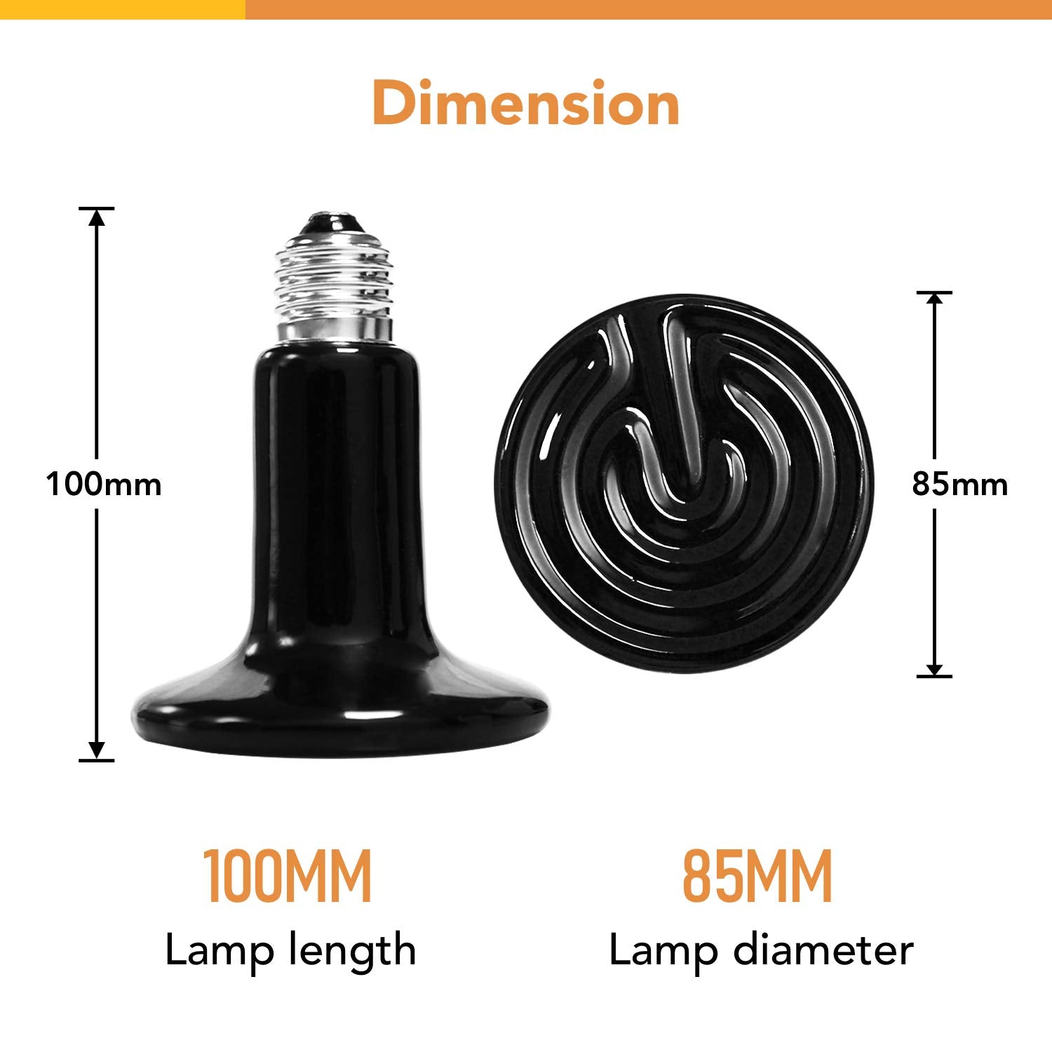 Simple Deluxe ceramic heat emitter close-up highlights durable ceramic and long life.