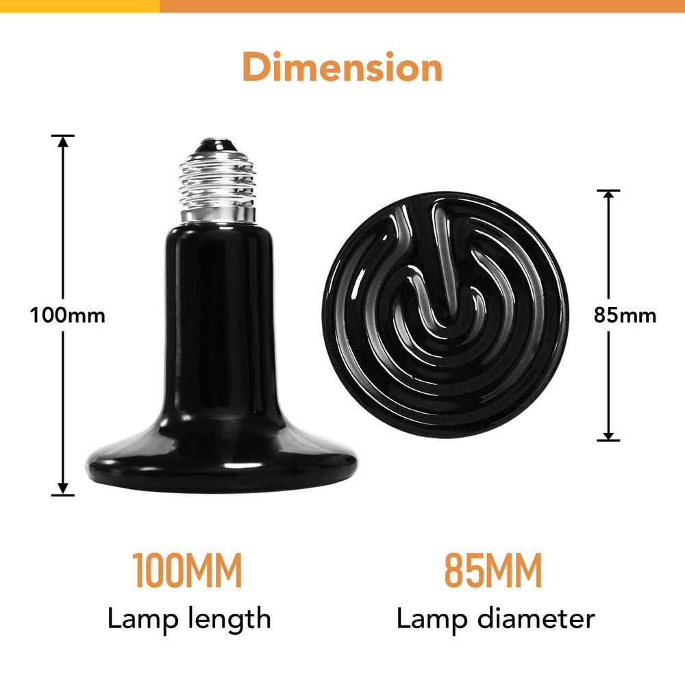 Simple Deluxe ceramic heat emitter close-up highlights durable ceramic and long life.