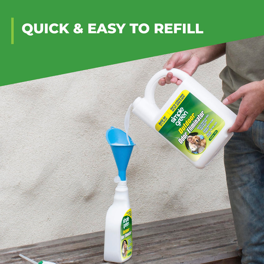 Simple Green Outdoor Odor Eliminator applied to artificial grass for odor control