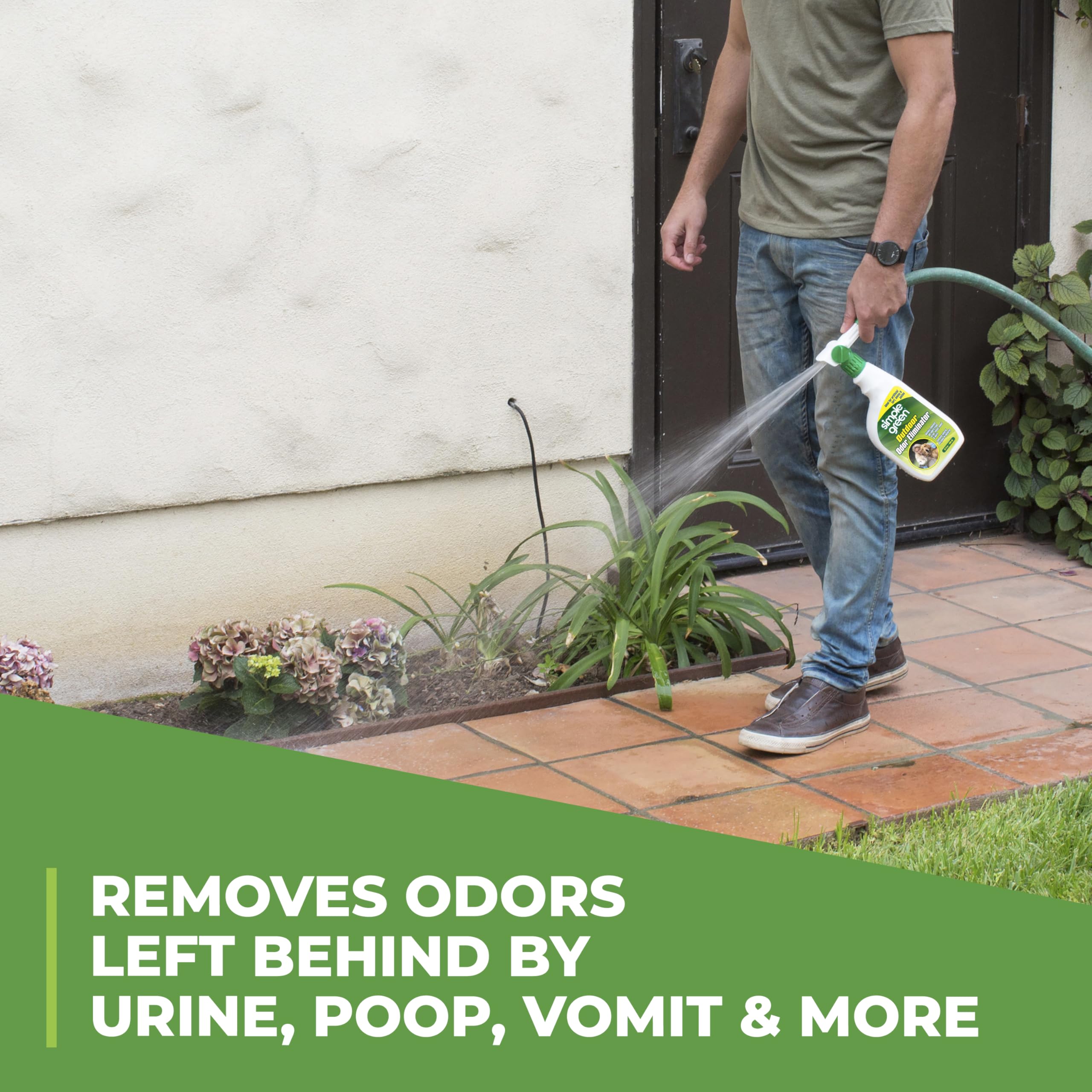 Simple Green Outdoor Odor Eliminator on patio deck for odor removal