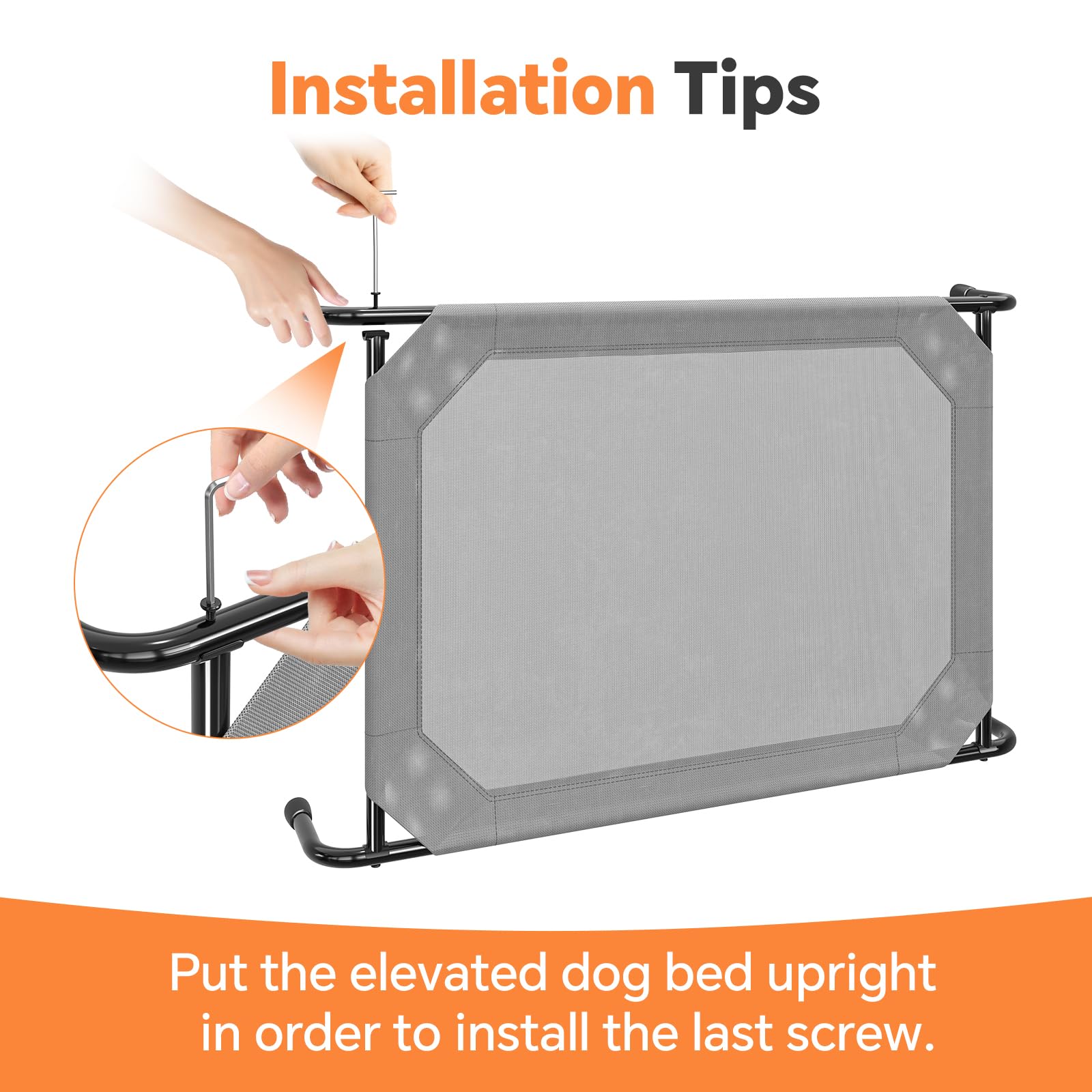 Simple Trending dog bed mesh cleans easily with hose or damp cloth.