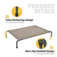 Simple Trending dog bed side view highlights sturdy steel frame and elevated height.