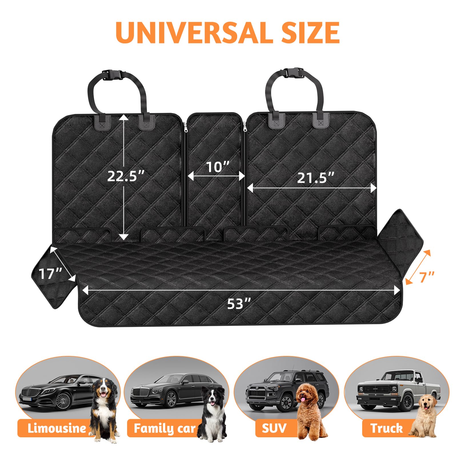 Simple Trending dog car seat cover anti-slip backing prevents shifting during bumpy rides.
