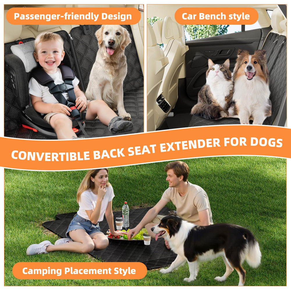 Simple Trending dog car seat cover easy installation with headrests and seat gap tension.