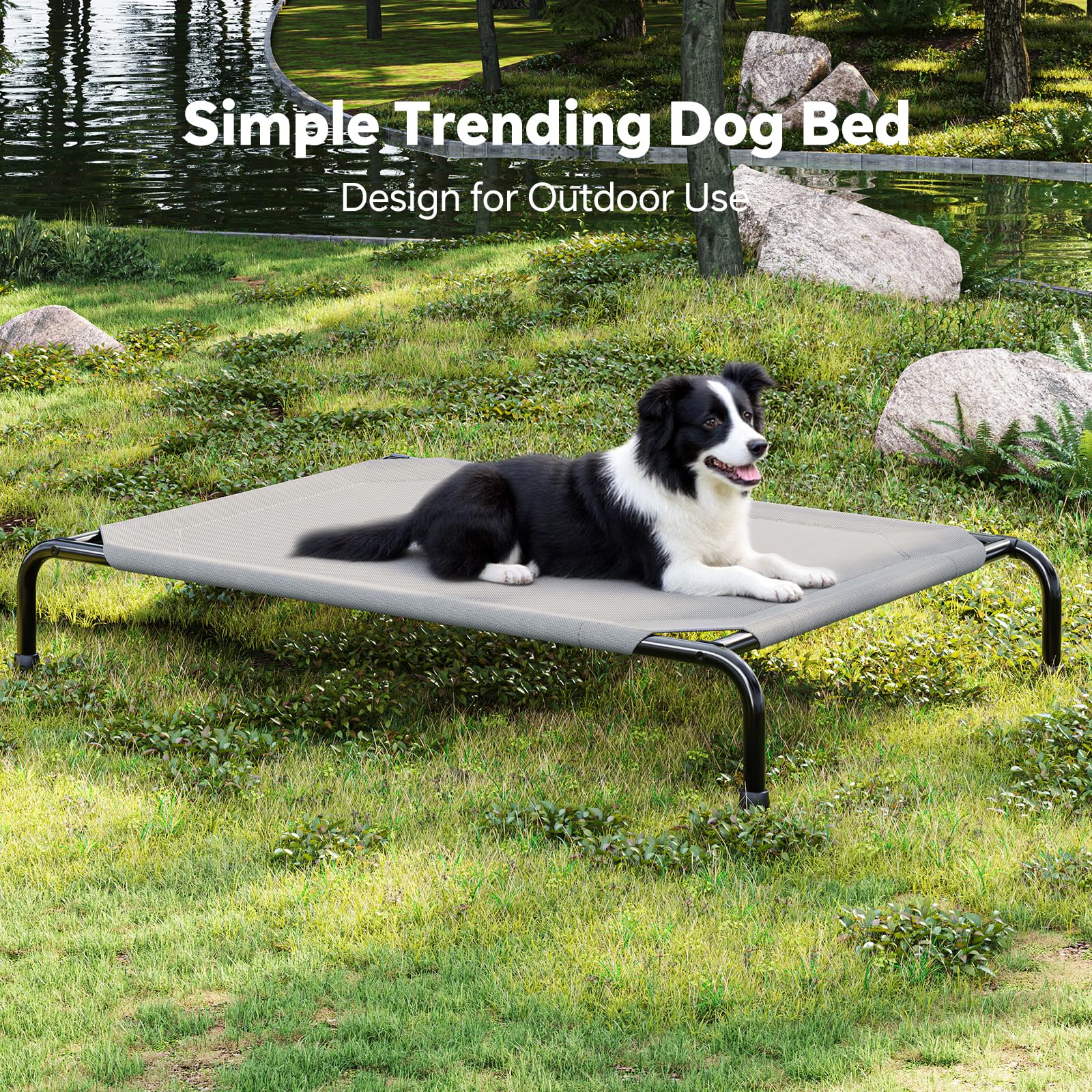 Simple Trending bed promotes airflow for dry comfort during warmer days.