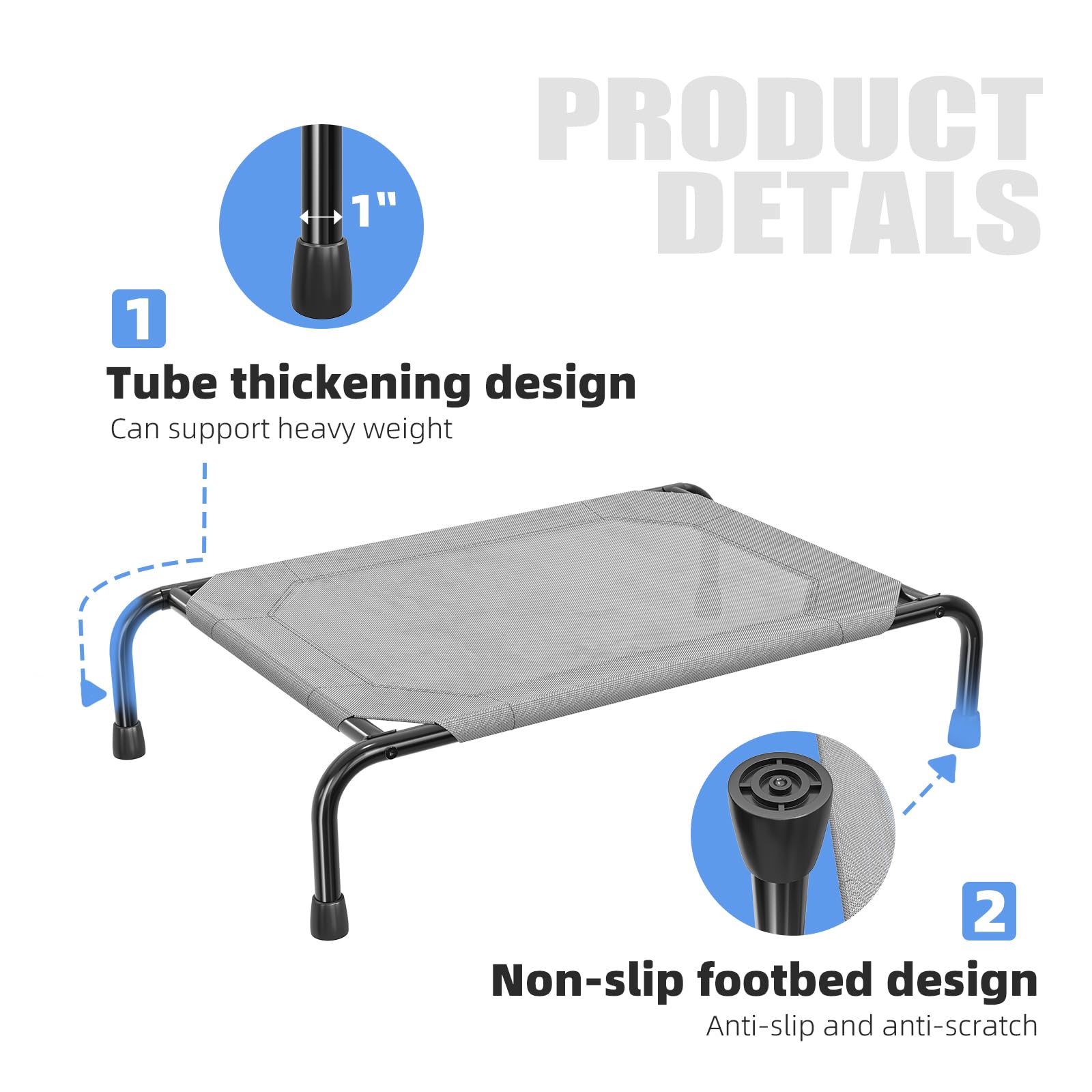 Simple Trending raised dog bed highlights cooling airflow for comfortable naps in any season.