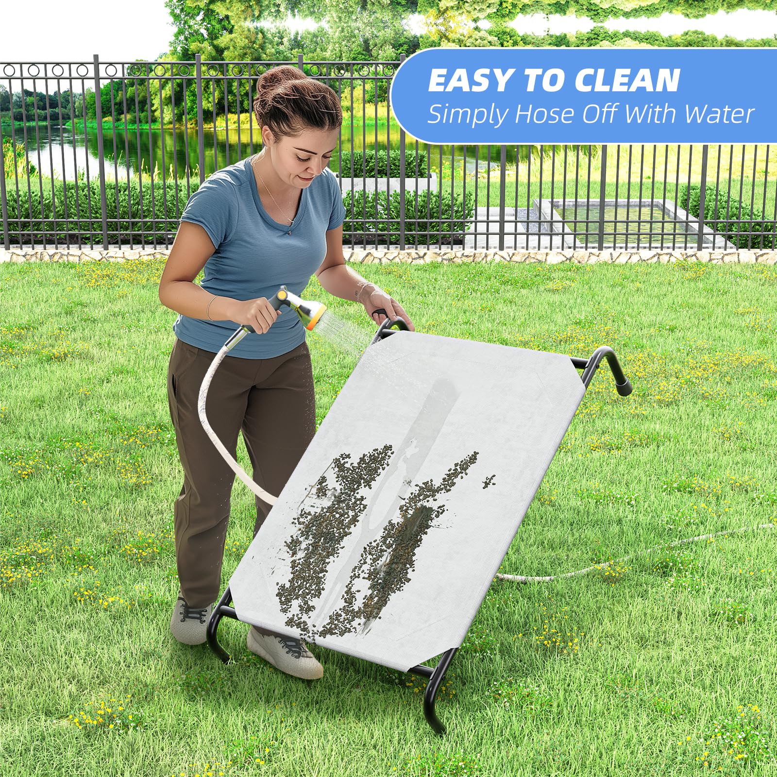 Simple Trending raised dog bed dimensional specs help buyers verify fit.