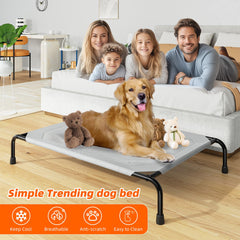 Simple Trending raised dog bed side view highlights elevated design for cooler airflow.