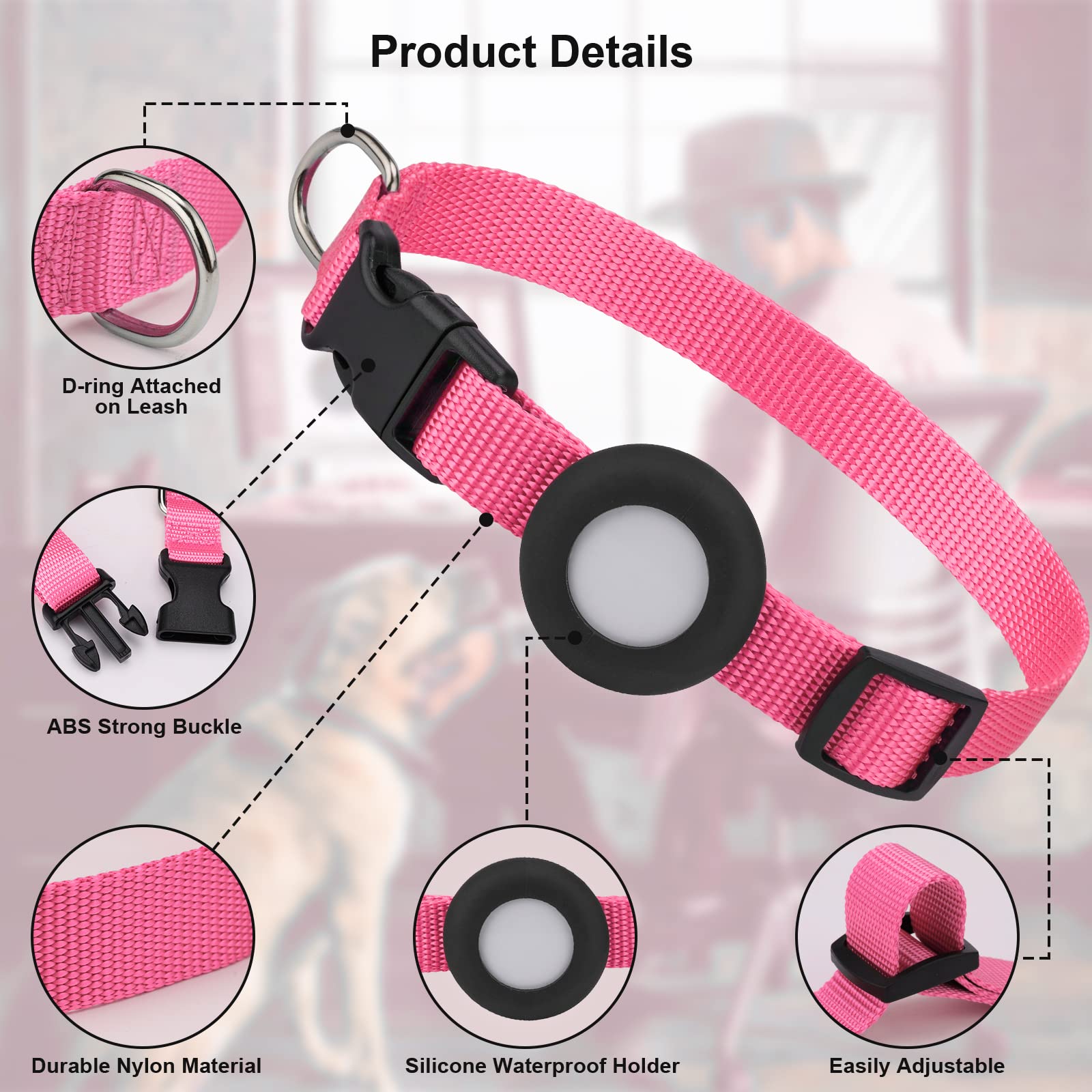 SimpleThings AirTag collar quick snap buckle for secure outdoor walks
