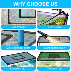 SIMPLIPLEX aquarium lid anti-jumping net uses sturdy mesh to deter escapes.