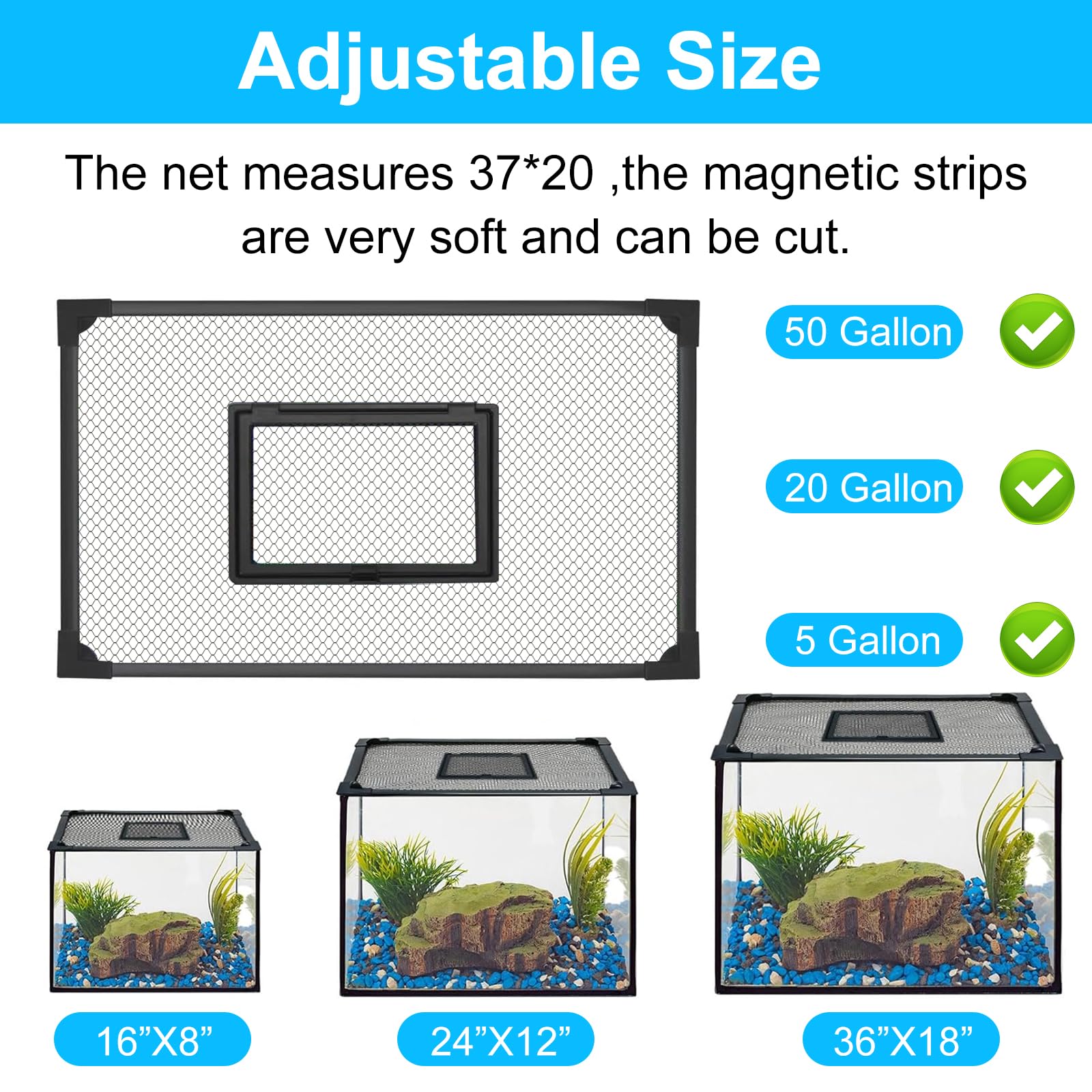 SIMPLIPLEX fish tank lid with feeding window enables easy feeding while keeping fish safe.