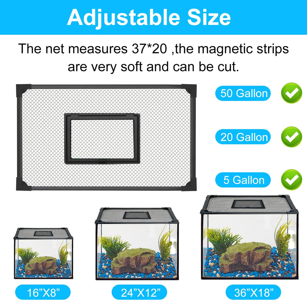 SIMPLIPLEX fish tank lid with feeding window enables easy feeding while keeping fish safe.