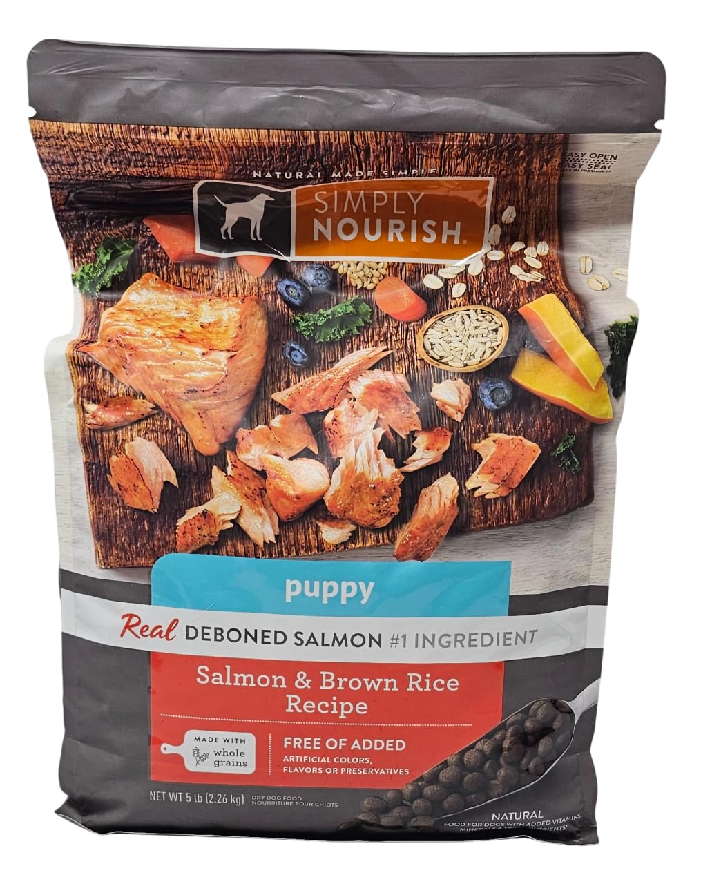 SIMPLY NOURISH back of bag feeding instructions visual shows simple guidance.