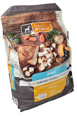 SIMPLY NOURISH 5lb resealable bag highlights convenient storage for puppy meals