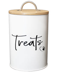 Simply Unleashed treat container front view shows stylish pet storage