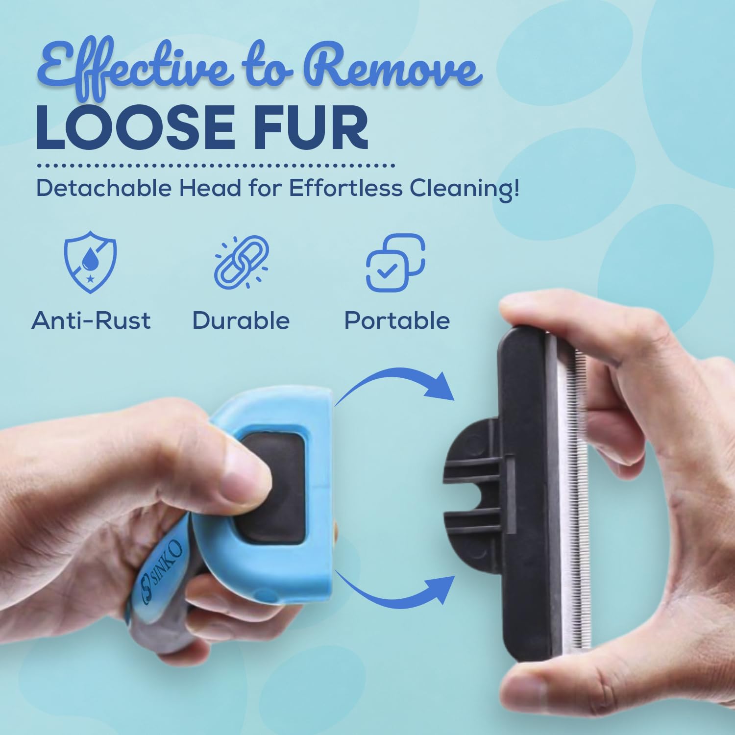 SINKO deshedding tool in use on cat demonstrates safe, low-stress brushing.