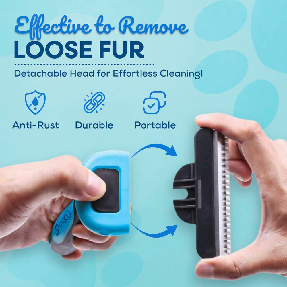 SINKO deshedding tool in use on cat demonstrates safe, low-stress brushing.