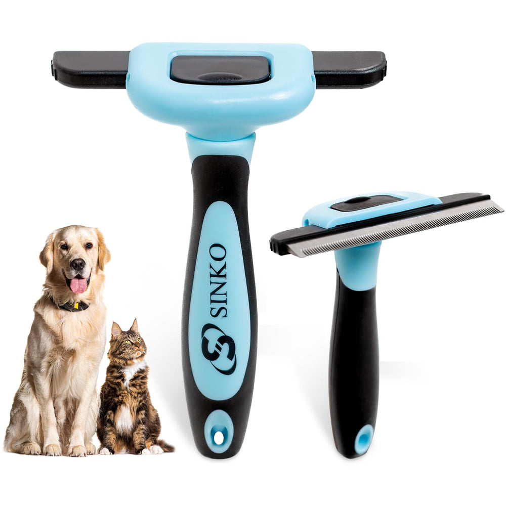 SINKO deshedding tool main view in blue for easy pet grooming.