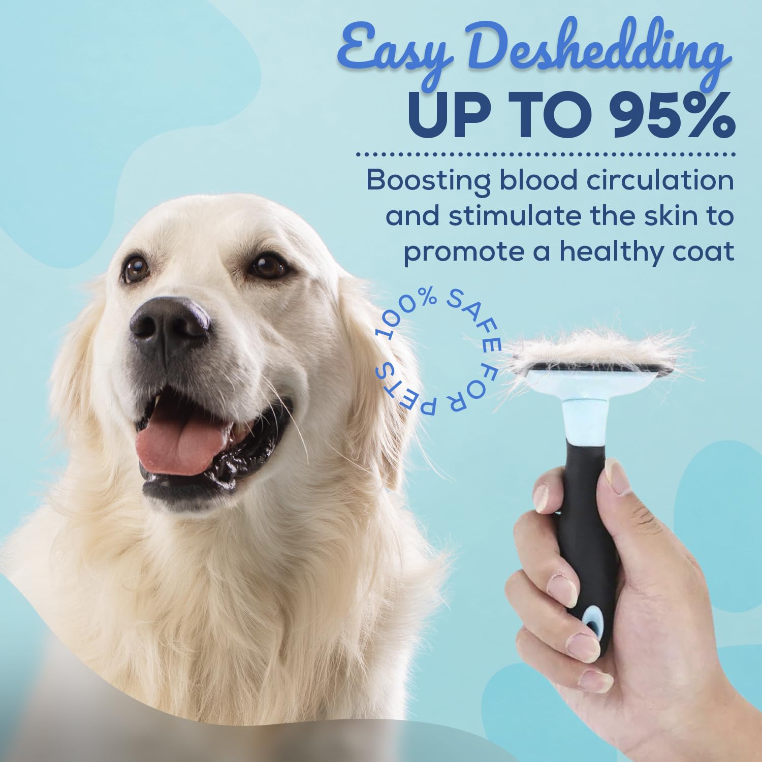 SINKO undercoat removal action captures loose fur during brushing.