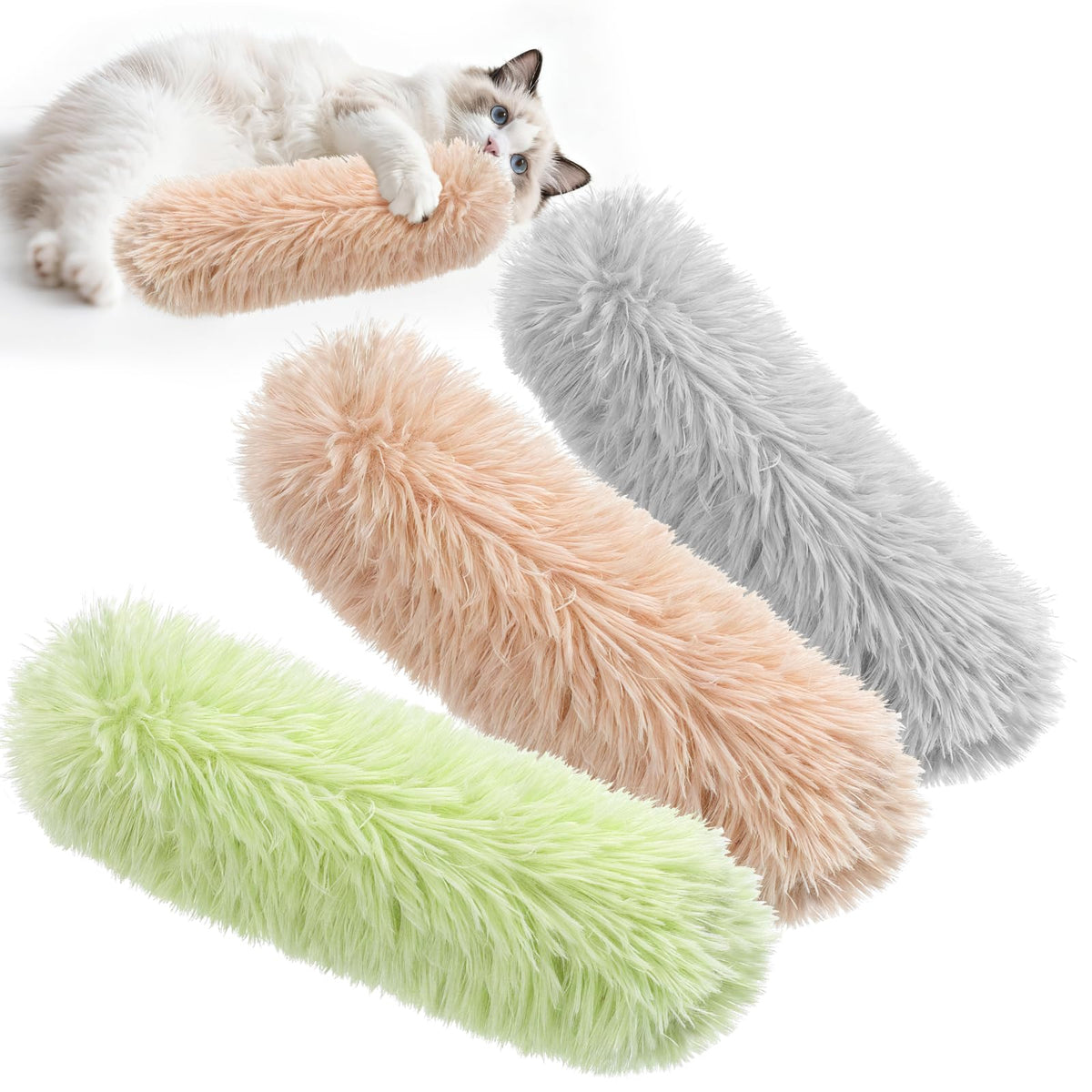 SINROBO cat toys soft plush green — cozy play material for gentle biting and kicking.