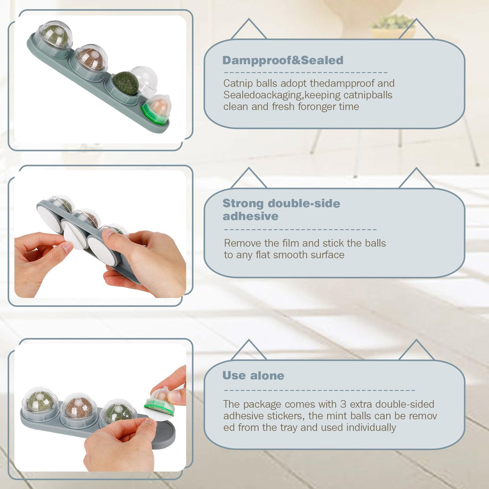 SINROBO Catnip Ball Teeth-Cleaning Action demonstrates plaque reduction and fresh breath