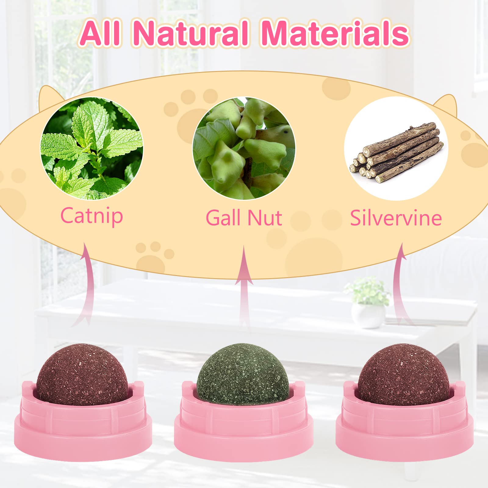 SINROBO catnip balls on wall mount adhesive enabling secure kitten play