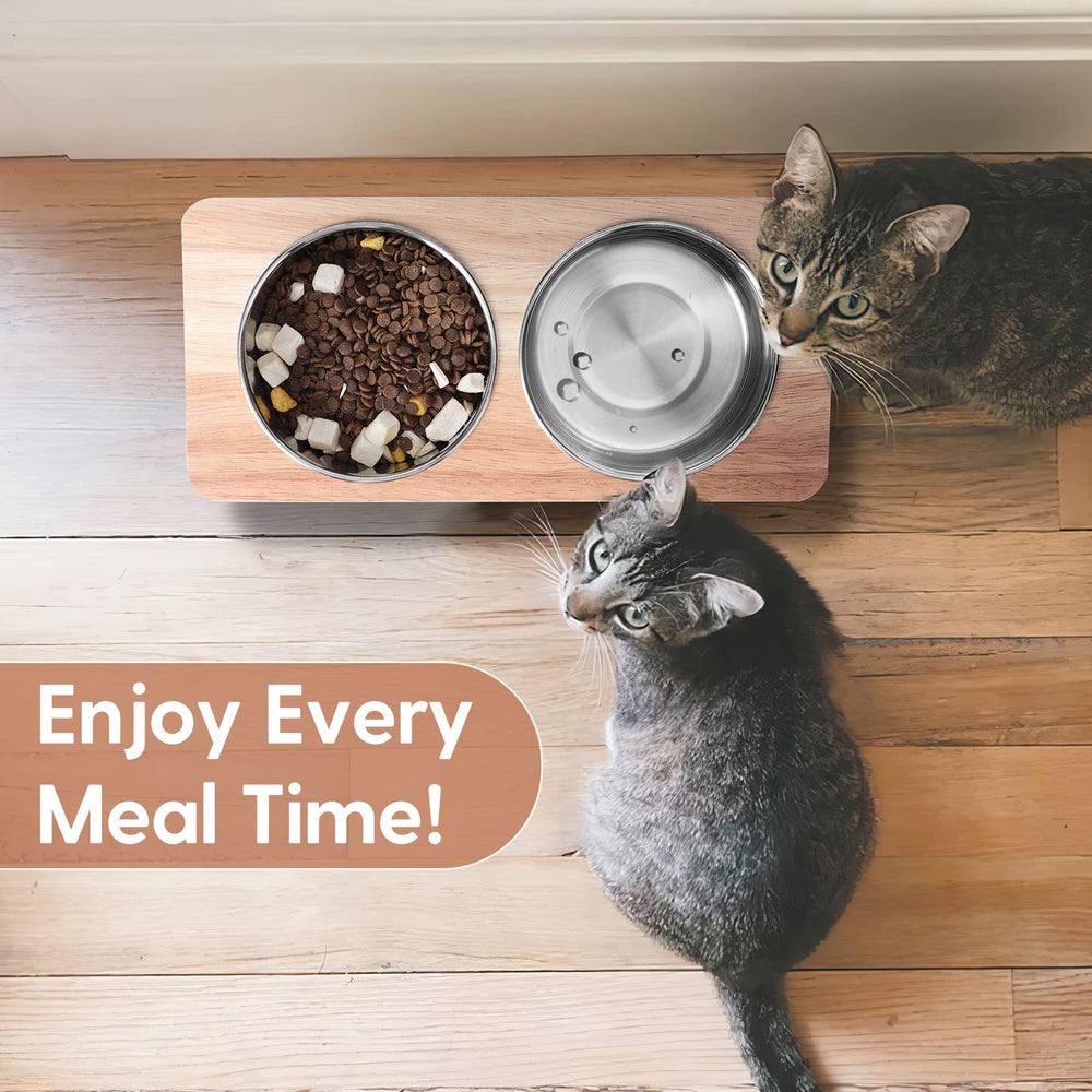 Siooko dual-bowl feeding set on stand supports convenient meals.
