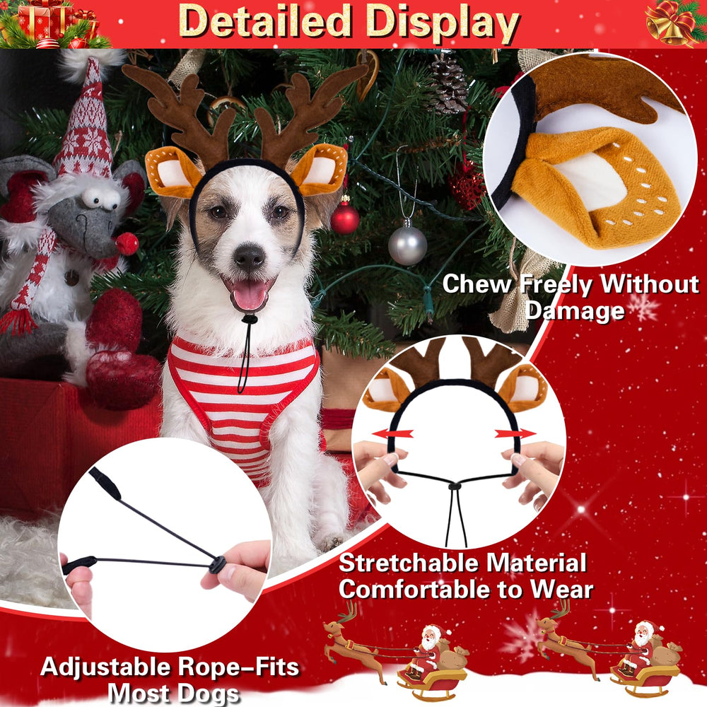 SIOTMERA pet deer antlers costume closeup shows soft faux fur and sturdy detailing.