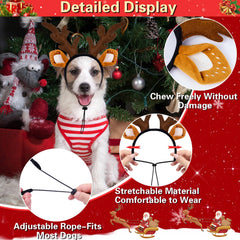 SIOTMERA pet deer antlers costume closeup shows soft faux fur and sturdy detailing.