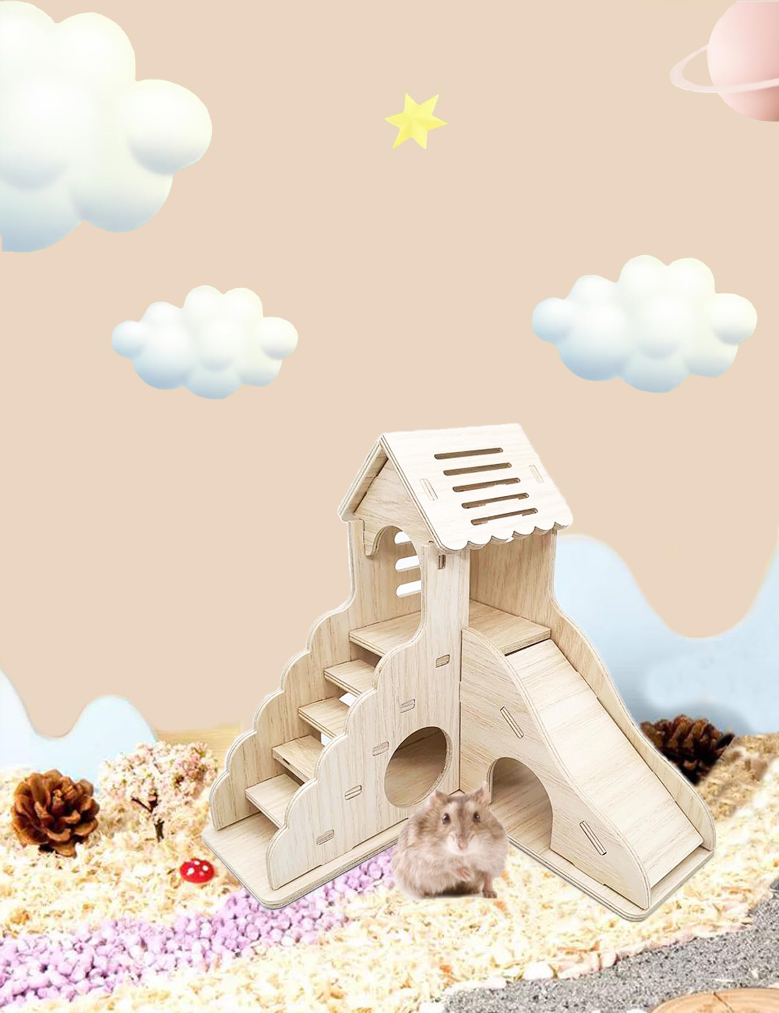 Sirvarni hamster-hideout-assembly-steps image demonstrates simple, frustration-free setup.