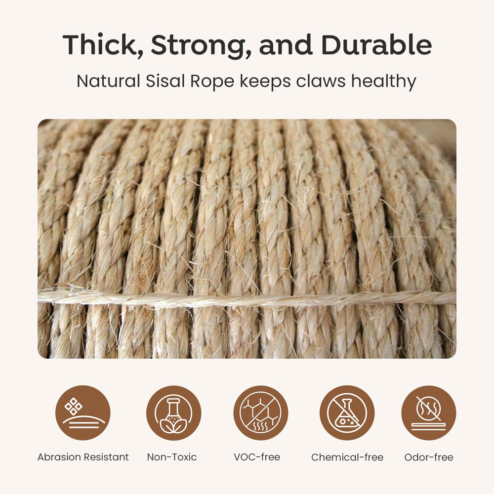 SISALANA cat-post-wrapping demonstrates use for sturdy pet furniture and scratching surfaces.