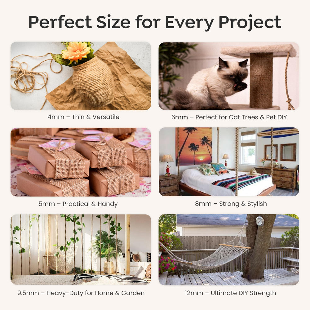 Sisalana rope available in multiple lengths for flexible projects.
