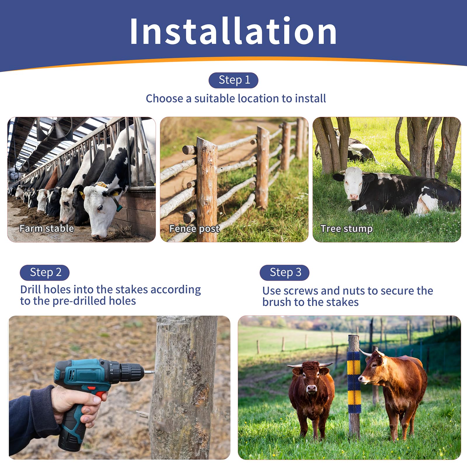SISIPAI LIFE multi-species scratch brush supports grooming for cattle, sheep, and pigs