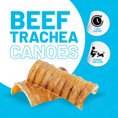 Sitka Beef Trachea Canoes closeup shows crunchy texture for dental care.