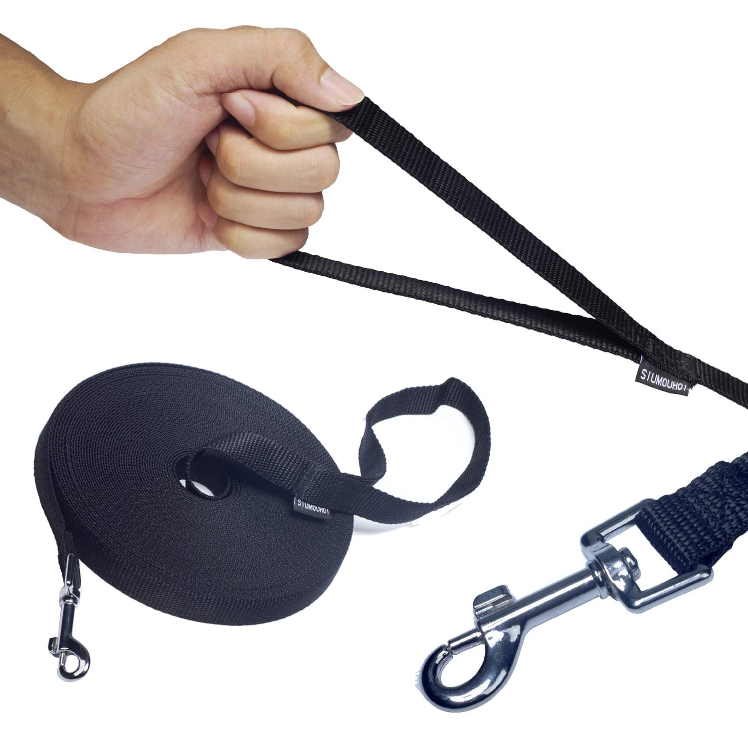 Siumouhoi dog recall leash 20ft black shows versatile training range