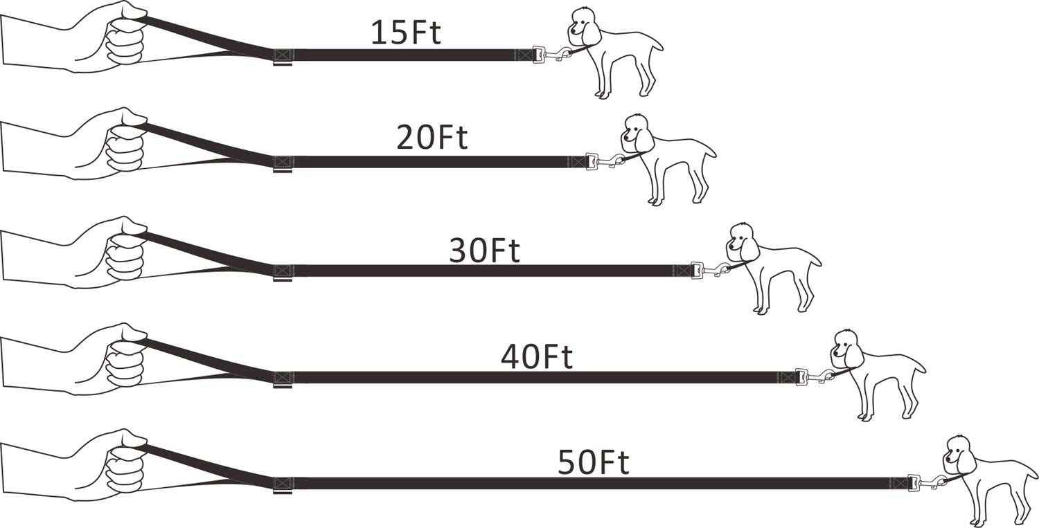 Siumouhoi dog recall leash 50ft black leash supports extended outdoor sessions