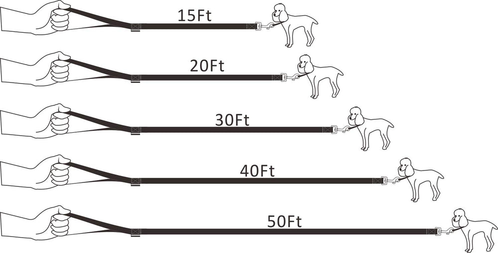 Siumouhoi dog recall leash 50ft black leash supports extended outdoor sessions