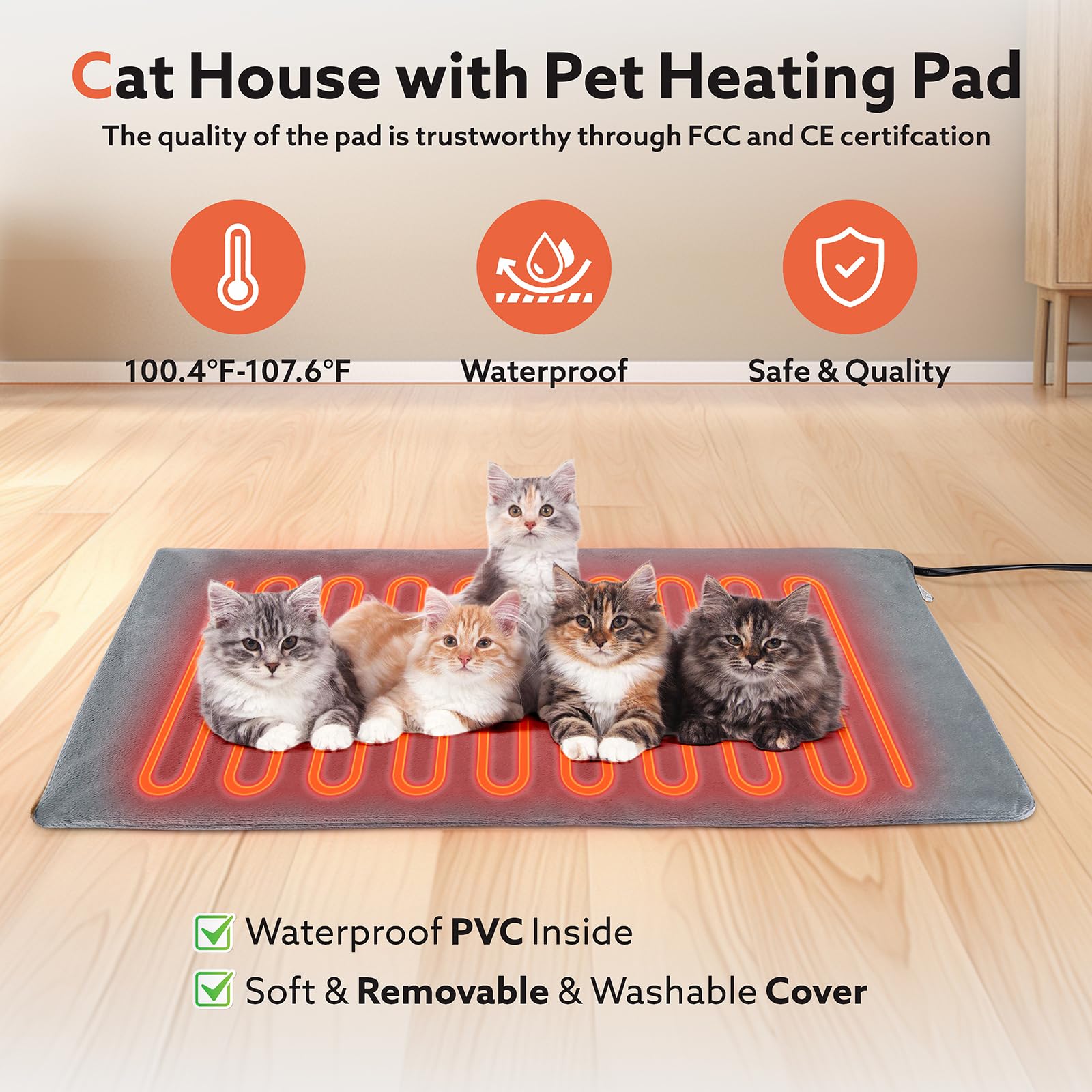 SIWA MARY cat heating pad interior view showcasing warm comfort.