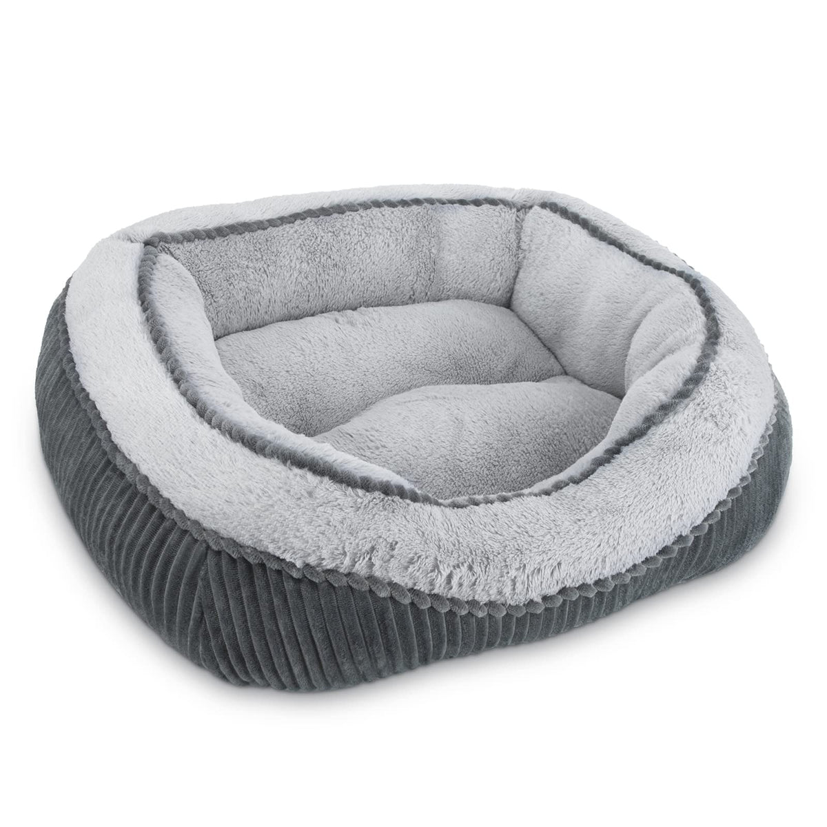 SIWA MARY dog bed in gray flannel exterior for stylish home lounging
