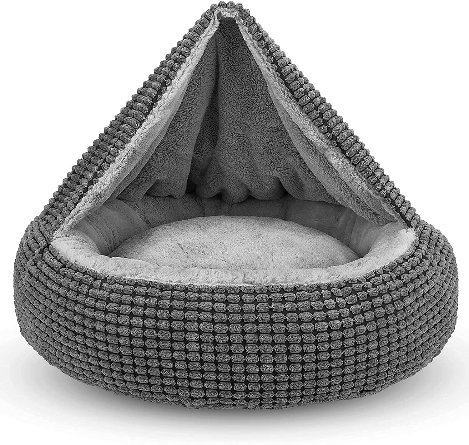 SIWA MARY dog bed hooded outer view highlights cozy security for pets.