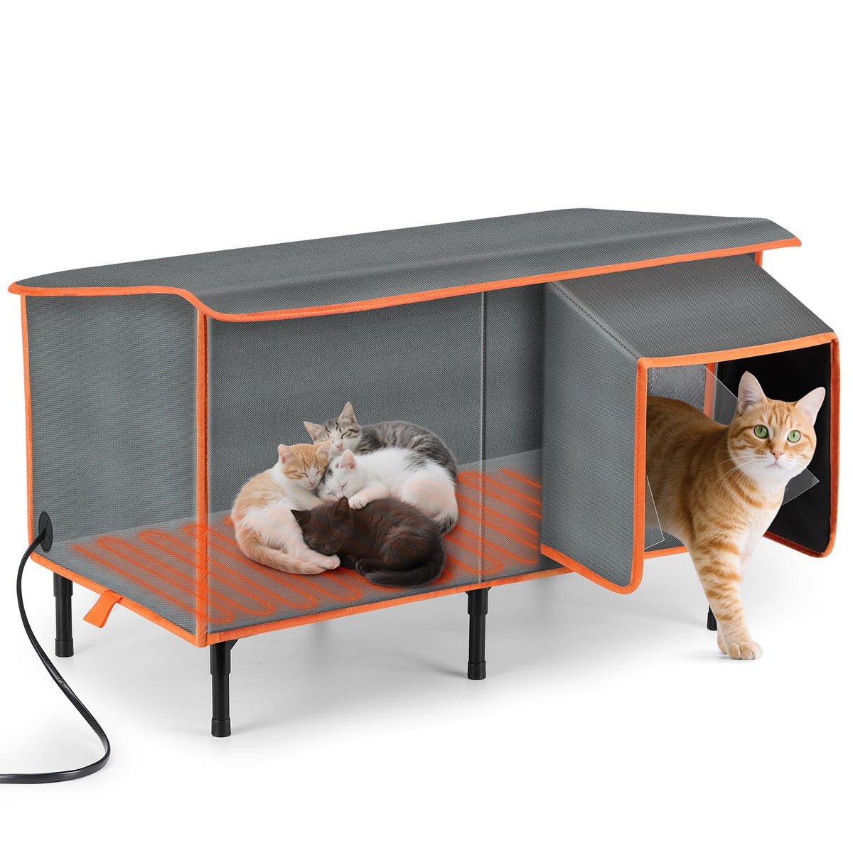 SIWA MARY heated outdoor cat house entrance view for easy shelter access.