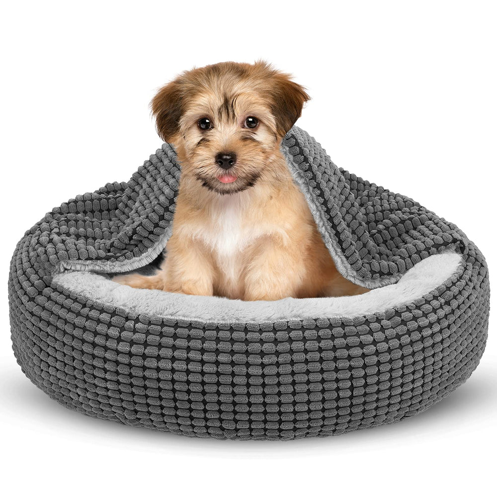 SIWA MARY small dog bed hooded donut provides calm naps