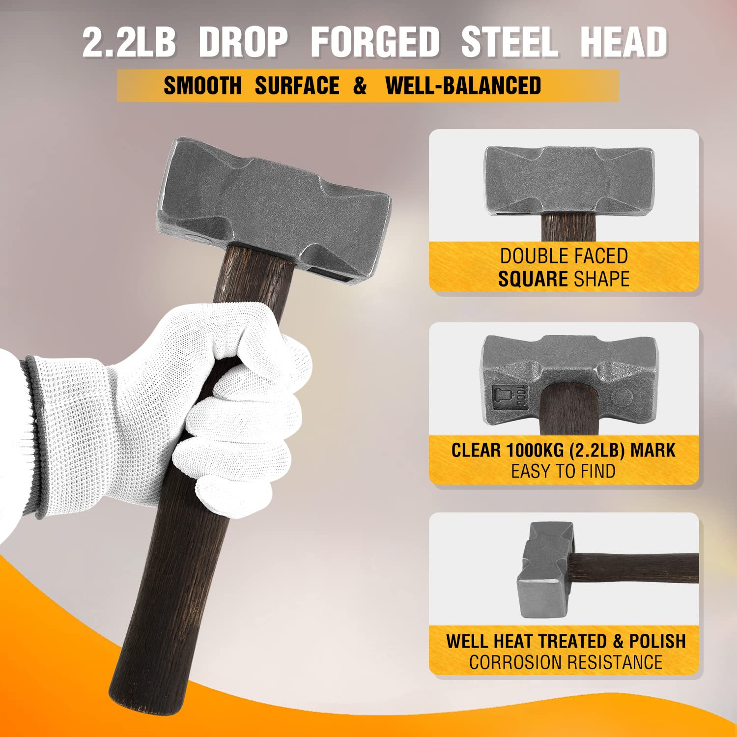 Sixcow square head forging with 1.5-inch faces for precise shaping