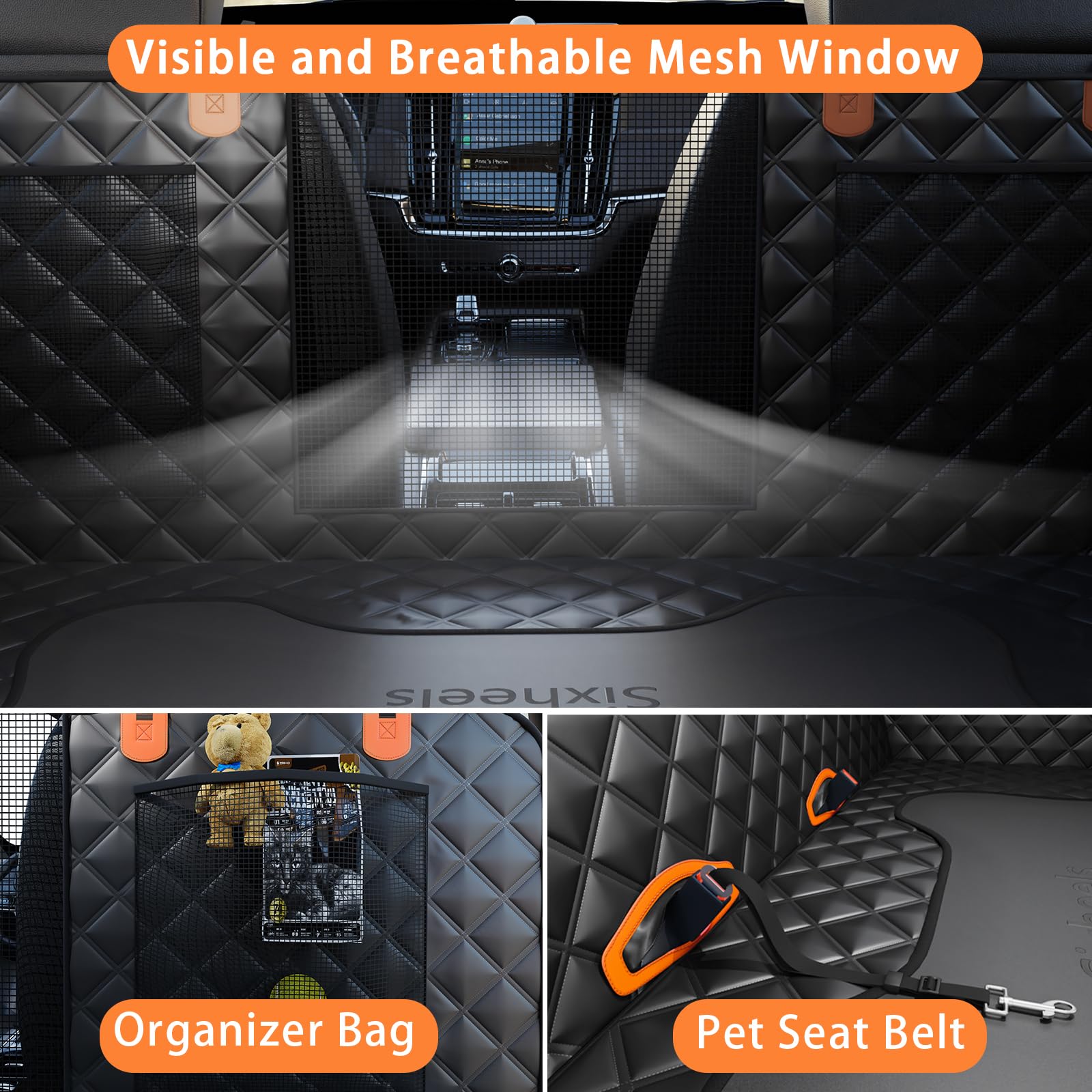 Sixheels dog car seat cover folds into compact storage bag for travel