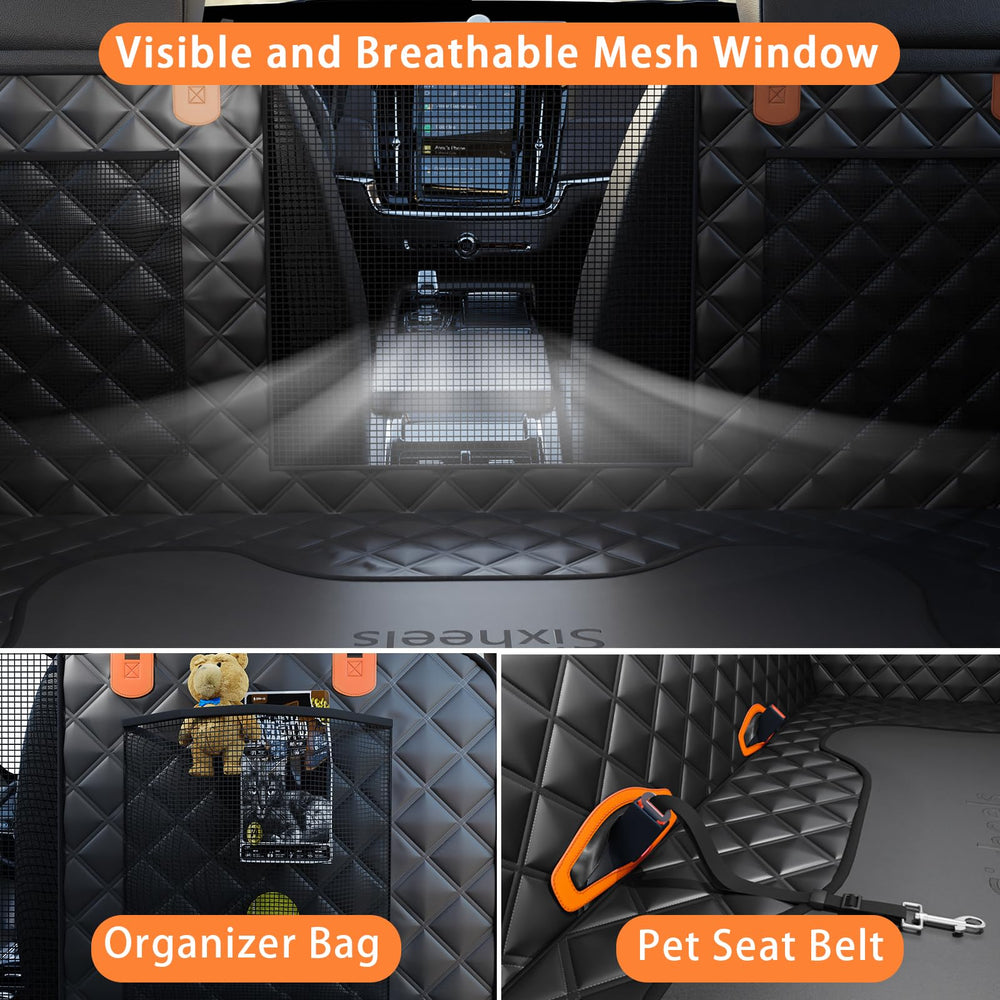 Sixheels dog car seat cover folds into compact storage bag for travel