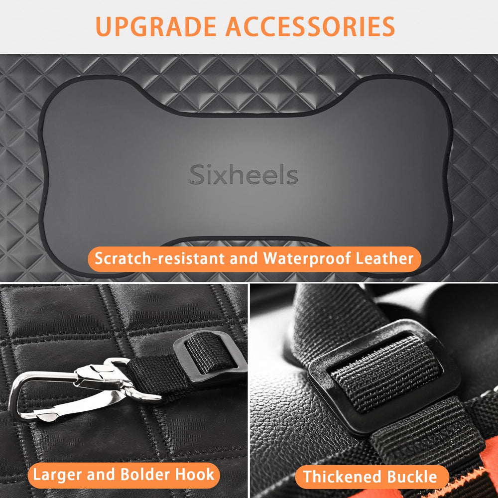 Sixheels dog car seat cover upgraded leather surface for scratch resistance and easy cleaning