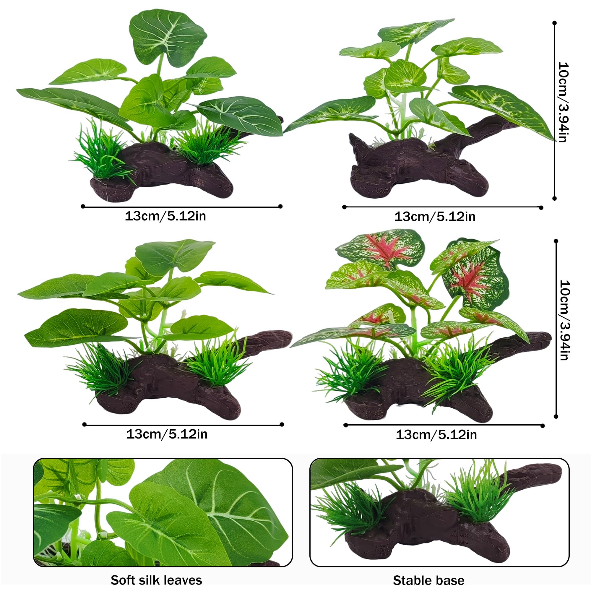 SIYIPURR silk aquarium plants featuring a weighted base for stable placement.