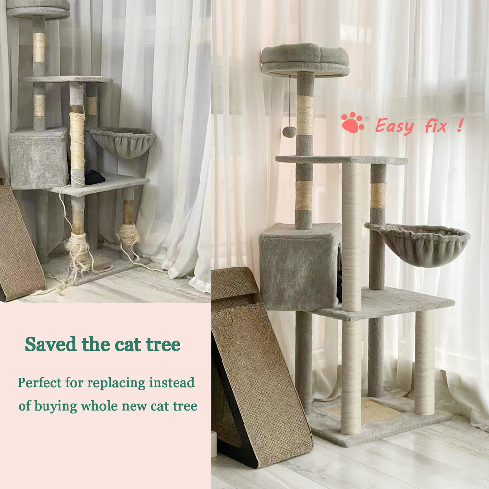 SIYIPURR natural sisal-wrapped post resists shedding during daily claws.