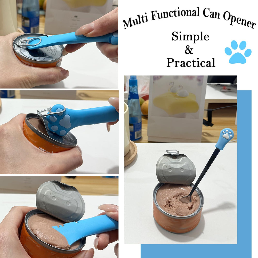 SJANE multi-function can opener blue handle in action for easy opening.